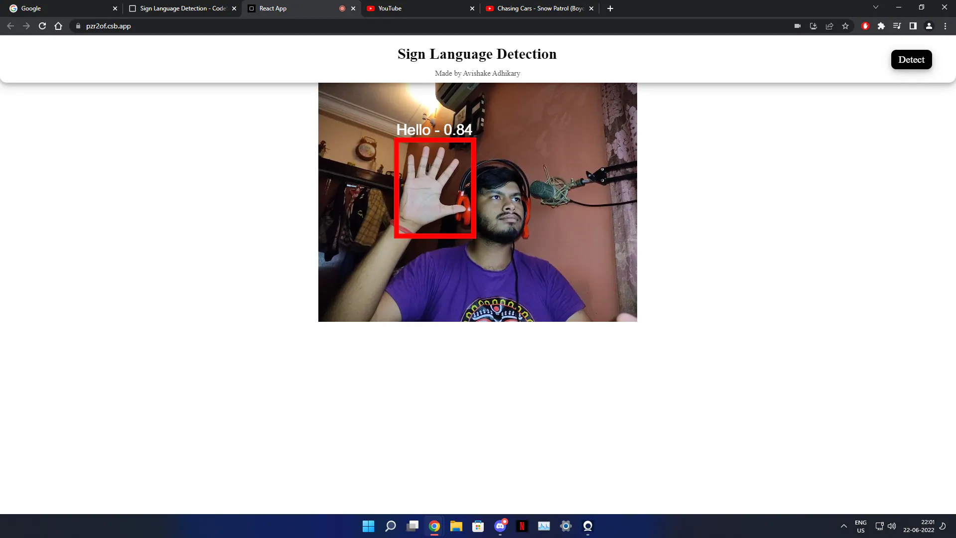 Sign Language Detection (Web) cover